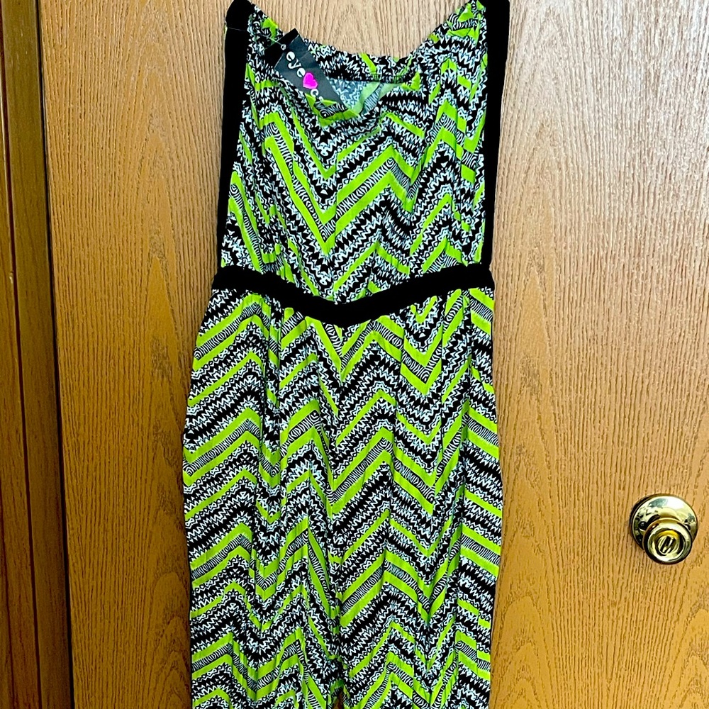 Jumpsuit, no sleeves or straps. Straight leg.